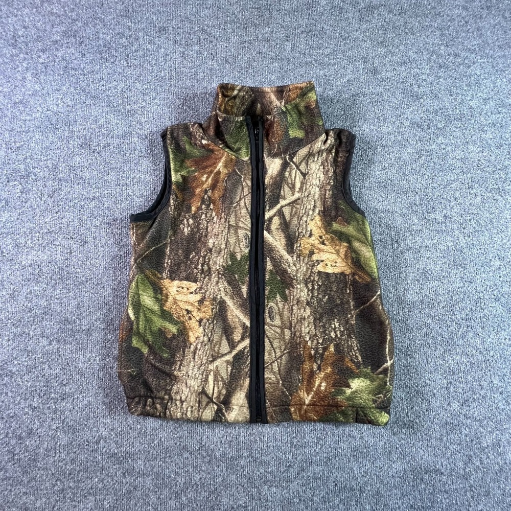 Vintage Jordan Lee Vest Jacket Womens 10 Brown Fleece Tree Camo Zip-Up USA Made